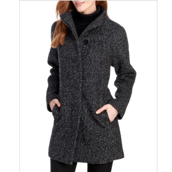 ANNE KLEIN Wool-Blend Boucle Winter Coat - Picture 4 of 12